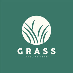 Green Grass Logo Design, Farm Landscape Illustration, Natural Scenery Vector