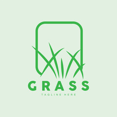 Green Grass Logo Design, Farm Landscape Illustration, Natural Scenery Vector