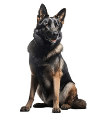 German Shepherd Full Body Frontal View Sitting Transparent Background