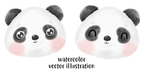 Cute Panda Vector Illustration, Watercolor Animal, Animal Watercolor, Panda watercolor, cute animal, cute panda