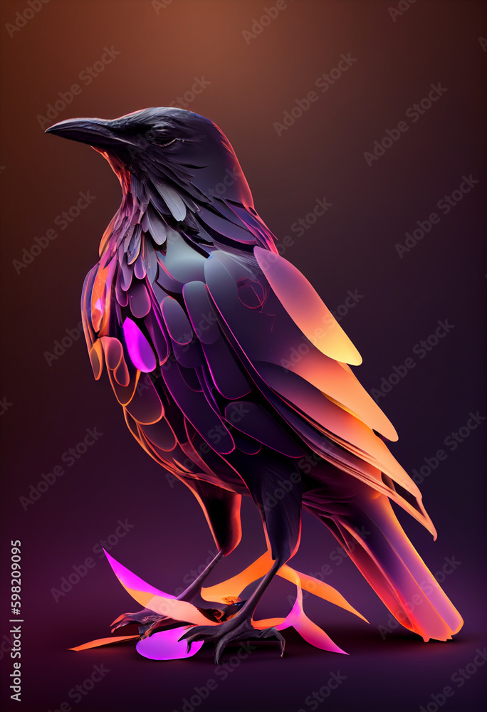 Aufkleber beautiful abstract bird crow from smooth elegant transparent fabric concept, contemporary on bright 