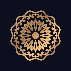 Single Floral Golden Mandala Design Background Vector