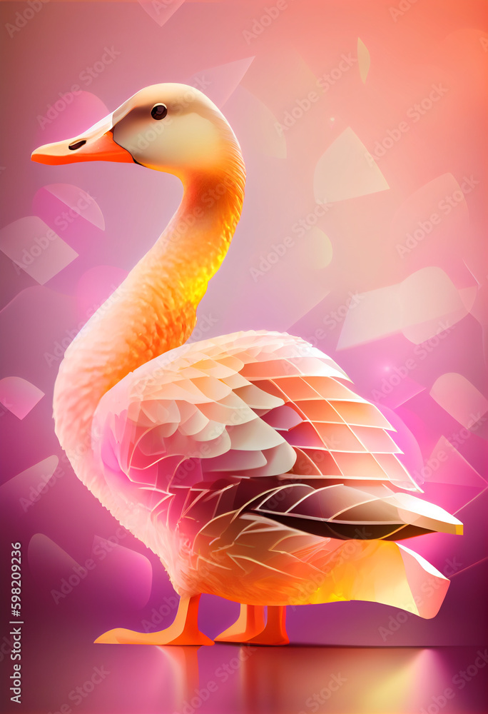 Aufkleber beautiful abstract bird goose from smooth elegant transparent fabric concept, contemporary on bright