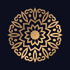 Beautiful mandala background with golden arabesque pattern gold color Vector