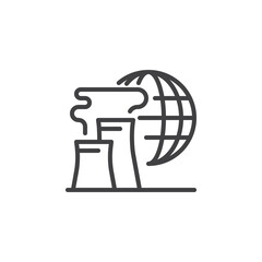 Earth planet pollution line icon