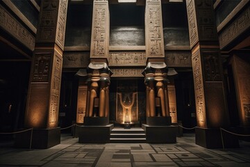 An ancient Egyptian temple located in Madrid, Spain and dedicated to the god Amun. Generative AI - obrazy, fototapety, plakaty
