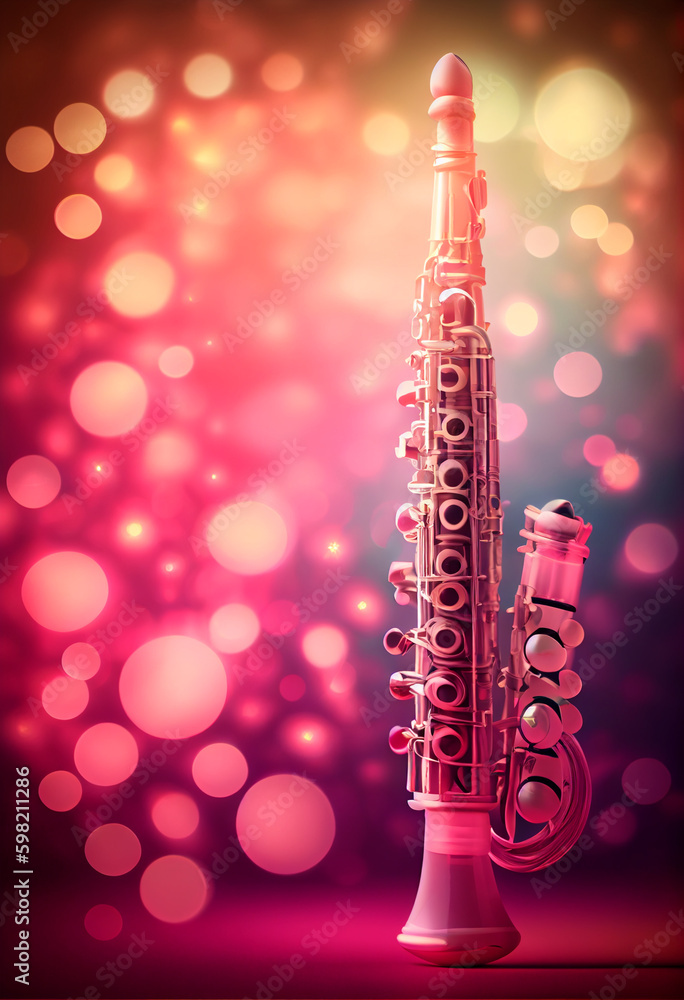 Aufkleber beautiful abstract oboe concept, contemporary on bright bokeh background 3d pink and peach colors. g