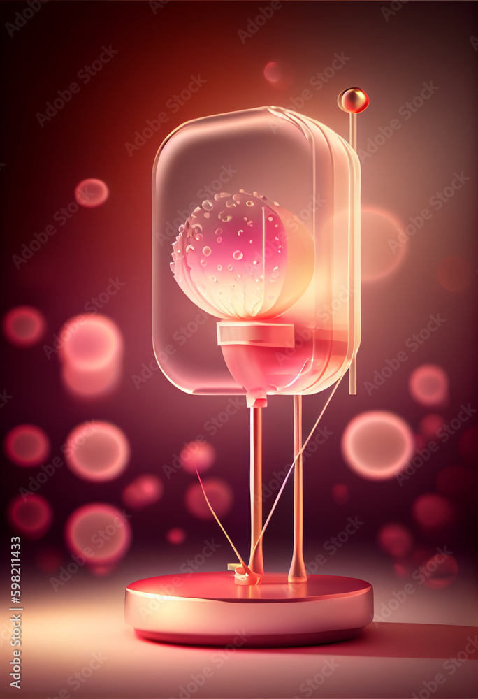 Aufkleber beautiful abstract theremin concept, contemporary on bright bokeh background 3d pink and peach color