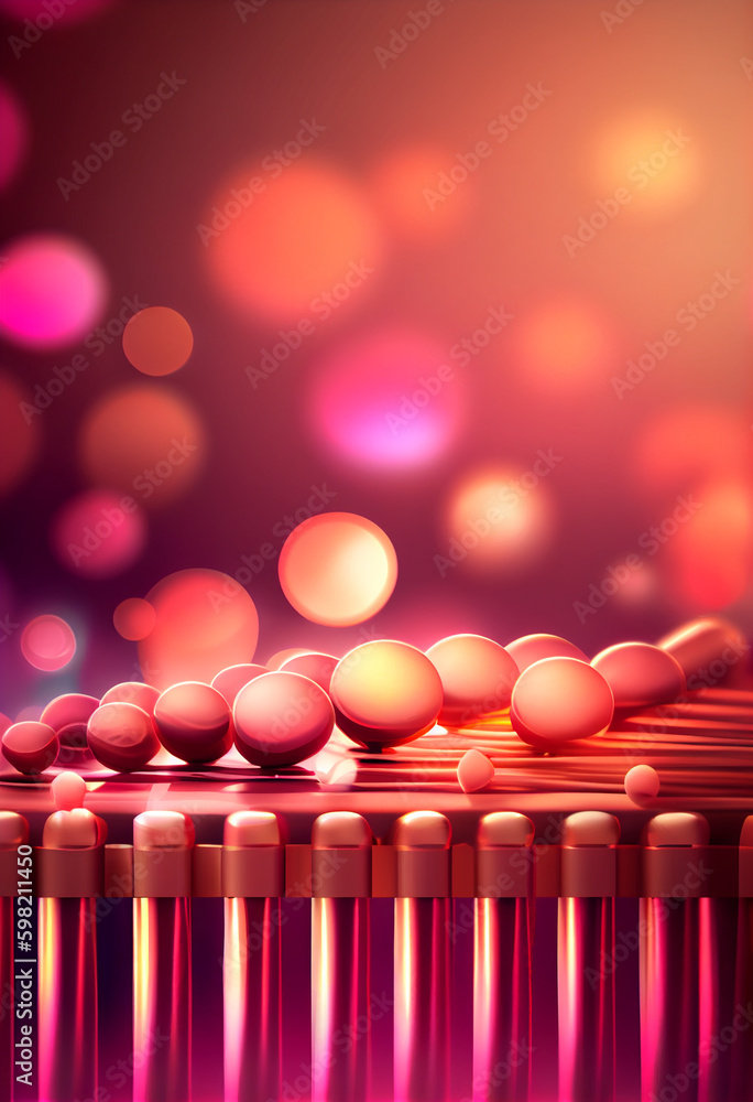 Aufkleber Beautiful abstract Marimba concept, contemporary on bright bokeh background 3d pink and peach colors. Generative AI technology.
