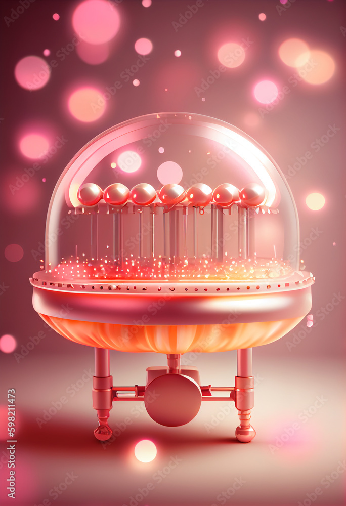 Poster beautiful abstract vibraphone concept, contemporary on bright bokeh background 3d pink and peach col