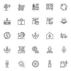 Alternative energy line icons set