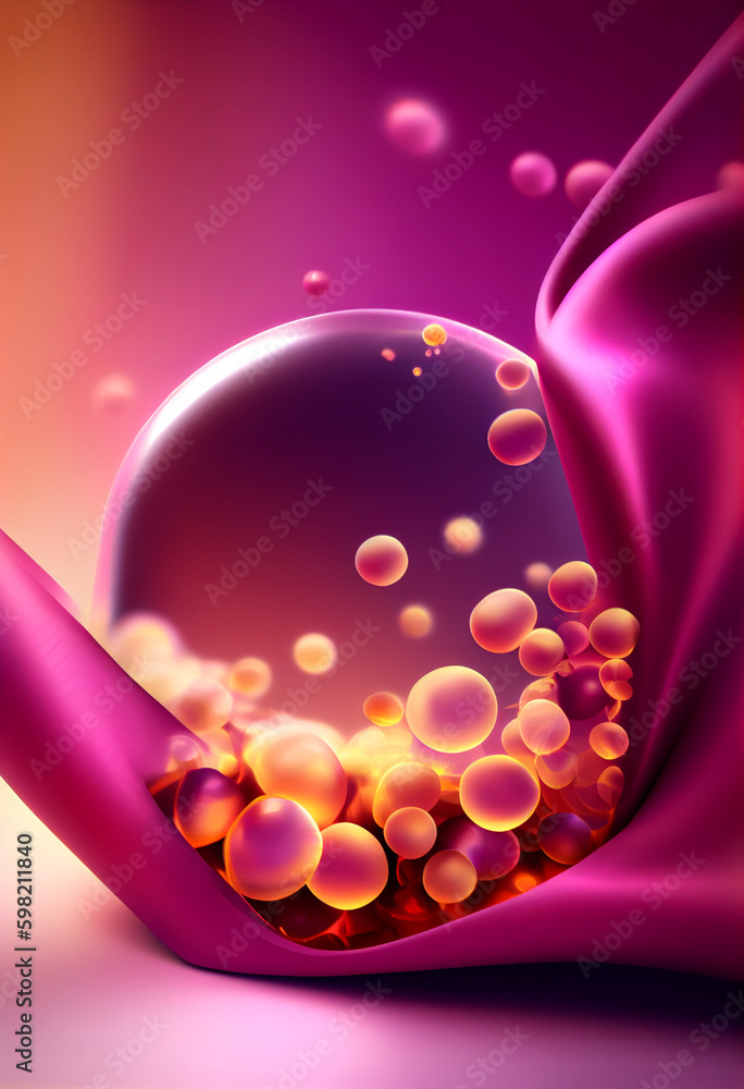 Poster beautiful abstract lingonberry concept, contemporary on bright bokeh background 3d pink and peach co