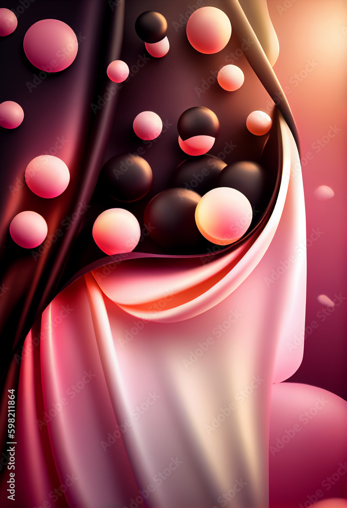 Poster beautiful abstract boysenberry concept, contemporary on bright bokeh background 3d pink and peach co
