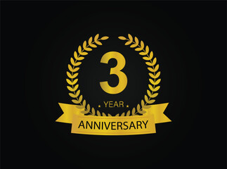 3th golden anniversary logo. with ring and ribbon.