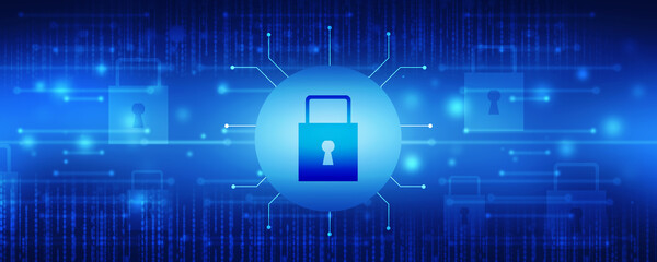 2d illustration Safety concept: Closed Padlock on digital background
