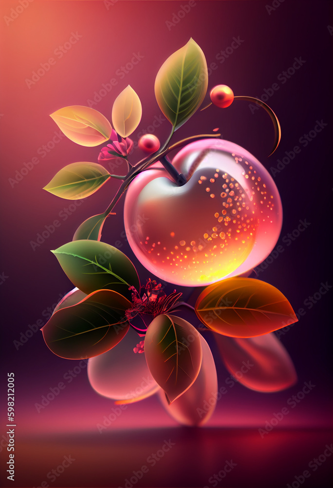 Poster beautiful abstract serviceberry concept, contemporary on bright bokeh background 3d pink and peach c