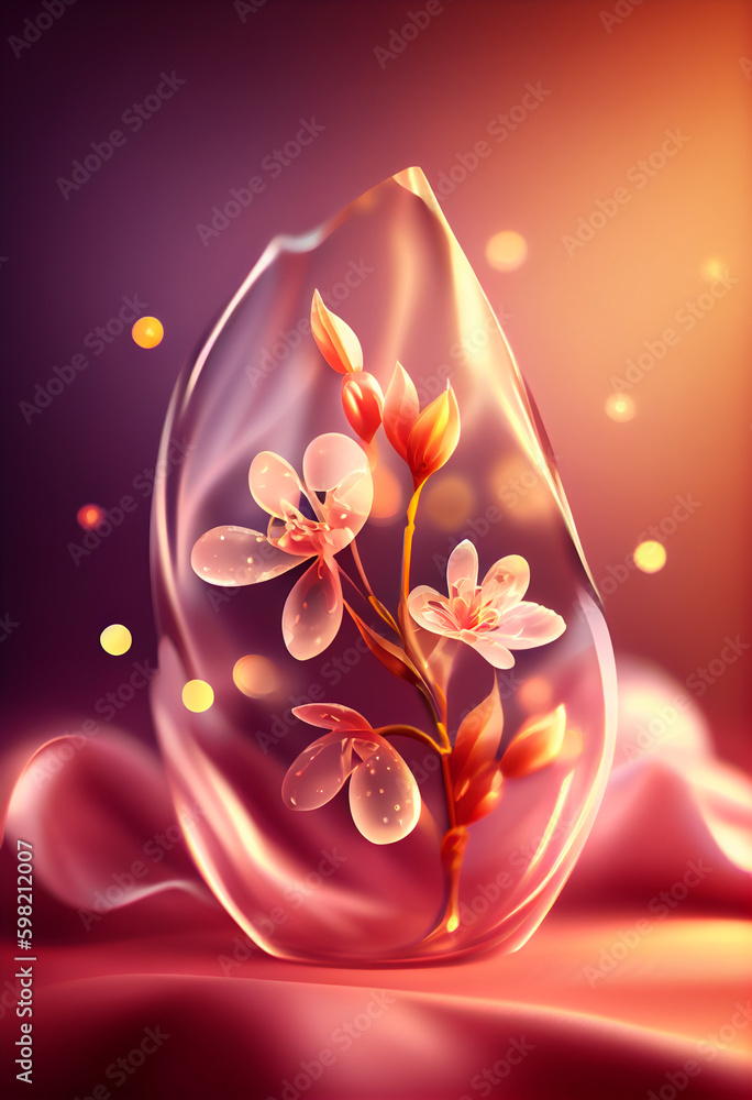 Aufkleber beautiful abstract redcurrant concept, contemporary on bright bokeh background 3d pink and peach col