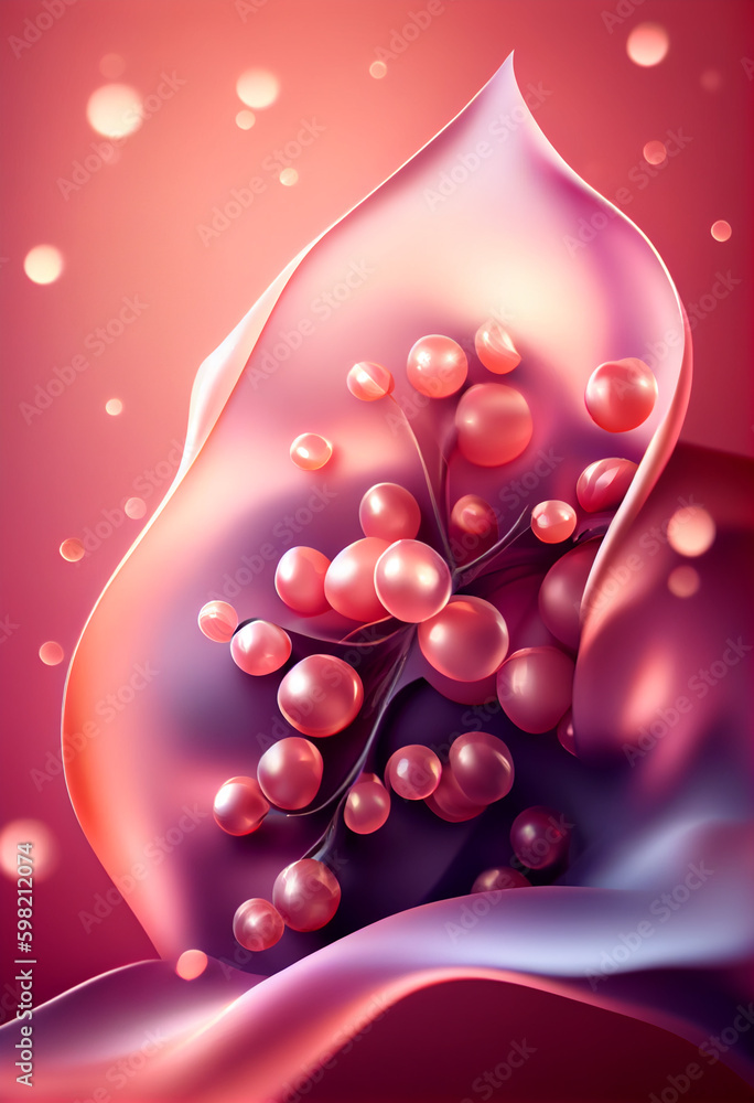 Aufkleber Beautiful abstract Barberry concept, contemporary on bright bokeh background 3d pink and peach colors. Generative AI technology.
