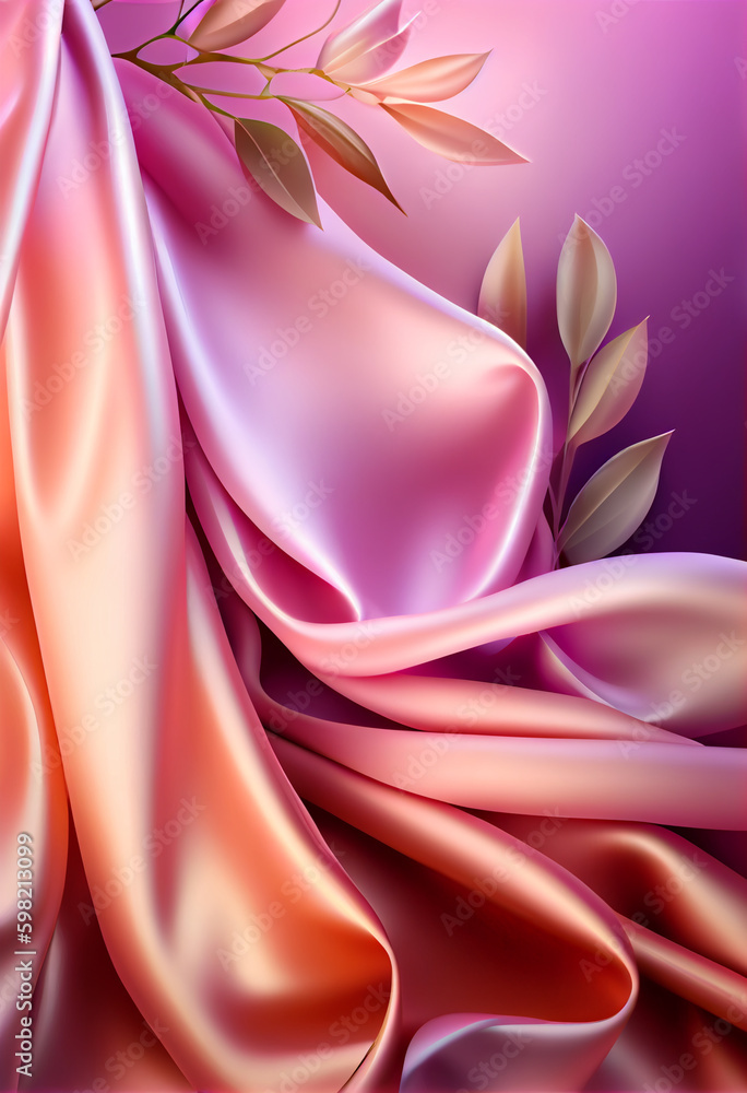 Poster beautiful abstract flower lilac from smooth elegant transparent fabric concept, contemporary on brig