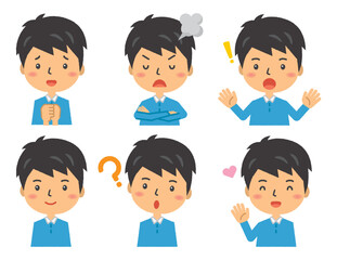 上半身　人物　イラスト　喜怒哀楽