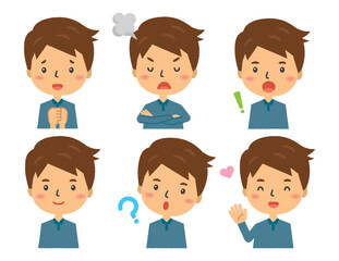 上半身　人物　イラスト　喜怒哀楽