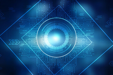 2d illustration Abstract futuristic electronic circuit technology background