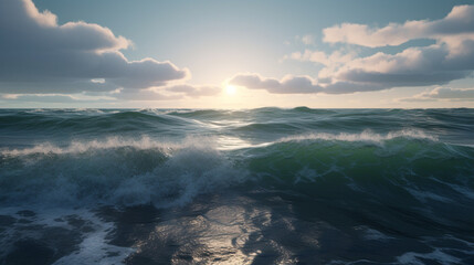 Calm ocean waves natural light afternoon in Generative AI
