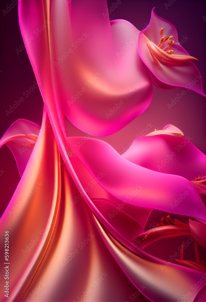 Aufkleber beautiful abstract flower foxglove from smooth elegant transparent fabric concept, contemporary on b