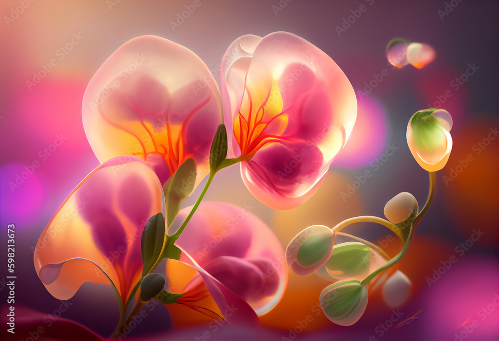 Fototapete beautiful abstract flower fuchsia from smooth elegant transparent fabric concept, contemporary on br