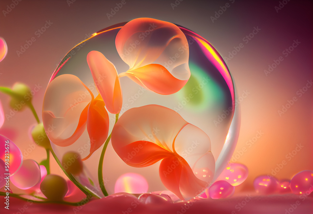 Poster beautiful abstract flower fuchsia from smooth elegant transparent fabric concept, contemporary on br