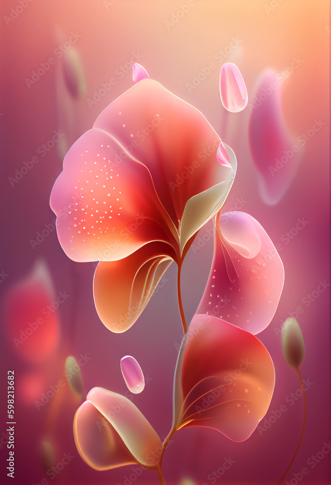 Poster beautiful abstract flower fuchsia from smooth elegant transparent fabric concept, contemporary on br