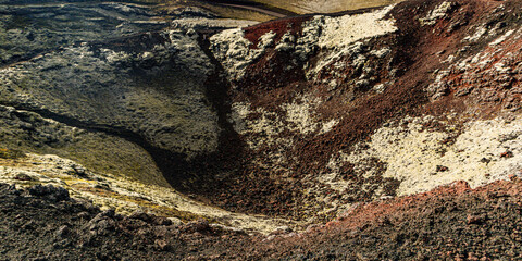 Iceland dormant volcano crater closeup shot