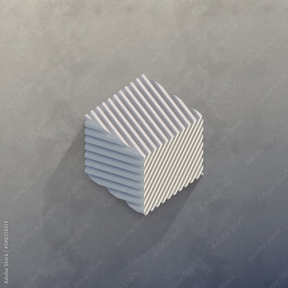 Poster Isometric projection of a white cube divided into slices. 3d rendering digital illustration