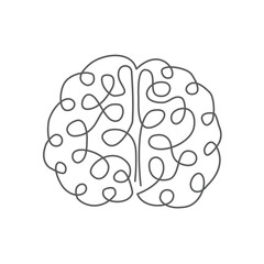 Brain One line drawing on white background