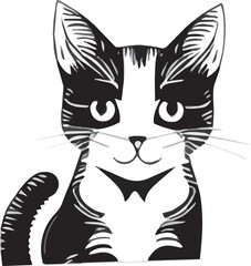 domestic cat head vector drawing flat art