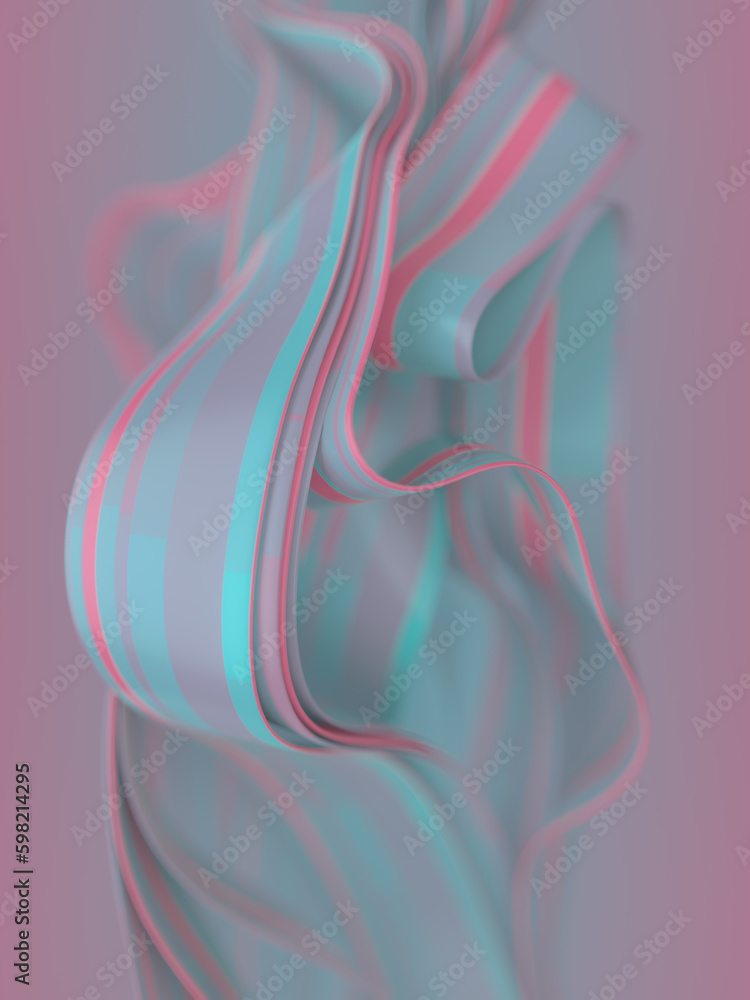 Poster magic waves of fabric in the wind digital illustration. 3d rendering art background