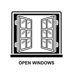 Windows icon. Open windows icon isolated on background vector illustration.