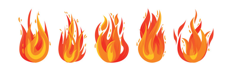 Tongue of Burning Fire and Flame Vector Set