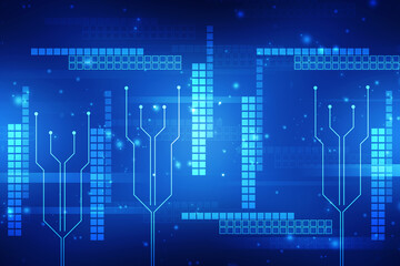 2d illustration Abstract futuristic electronic circuit technology background