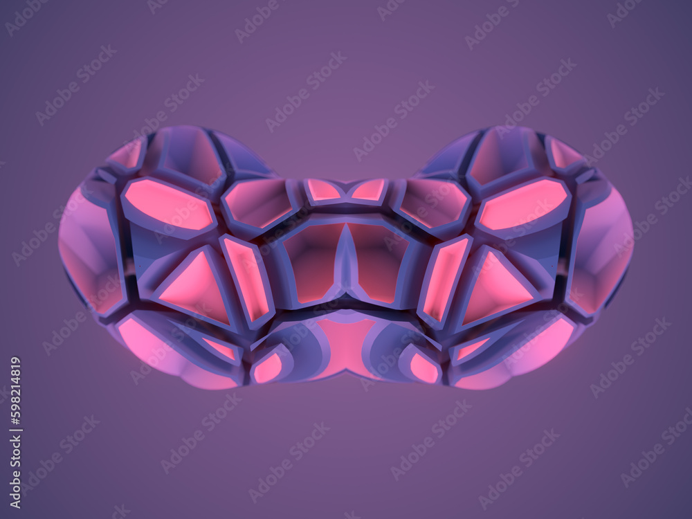 Aufkleber Three-dimensional fantastic symmetrical object with crack pattern, 3d rendering digital illustration