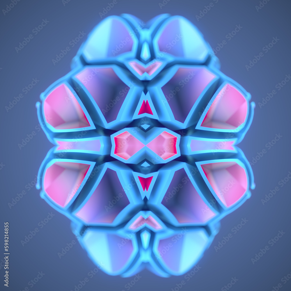 Aufkleber 3d rendering digital illustration of a crystal three-dimensional pattern. Digital background