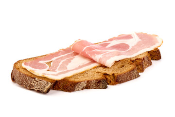 Italian prosciutto crudo or spanish jamon. Jerked meat, isolated on white background.