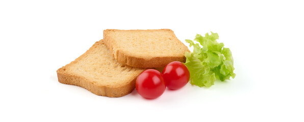 Roasted toast bread, isolated on white background.