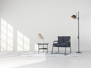 Fototapeta na wymiar interior design for living area with armchair. 3d render