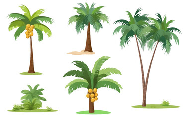 set vector collection illustration of palm tree tropical isolated on white background Generative AI