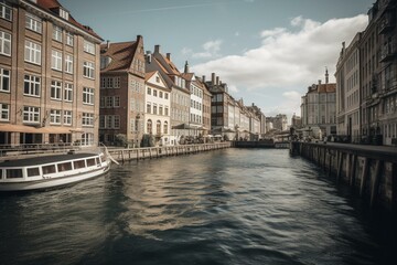 Fototapeta na wymiar Scenic waterfront in Copenhagen, Denmark. Generative AI