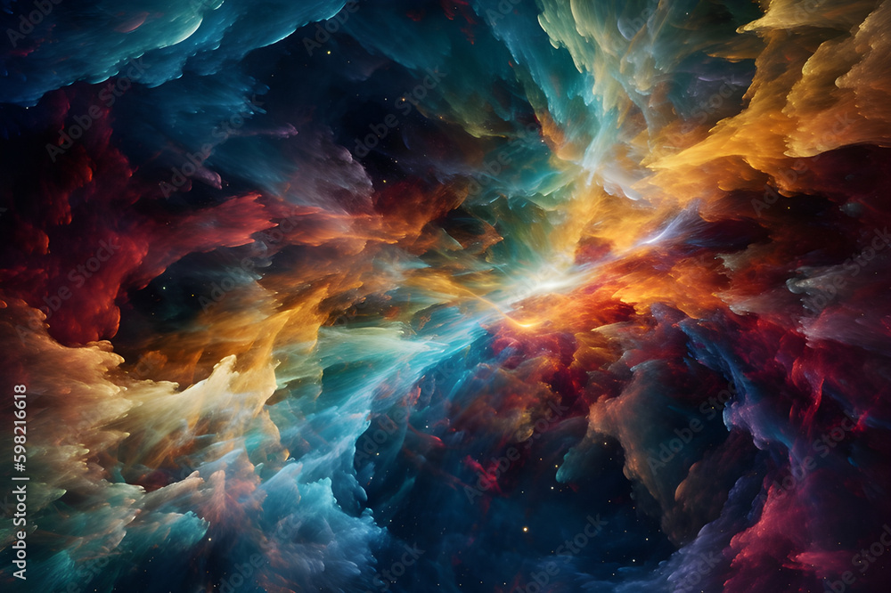 Wall mural the beauty of the universe is on full display in this image, with swirling clouds of deep purples an