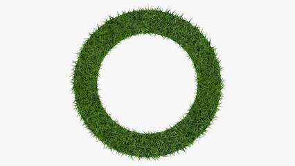 Fototapeta na wymiar green lawn circle on white background,3d rendering