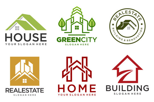 Real Estate Logo, house logo and building logo icon set .design template vector illustration