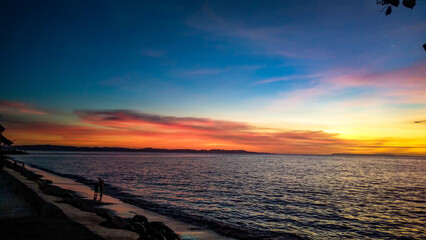 Beautiful scenery after sunset on the beach in Lombok Island, Indonesia
